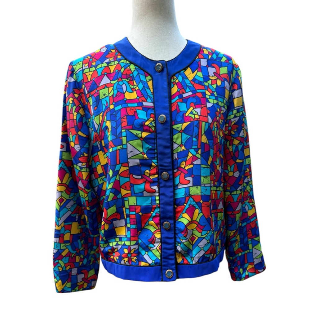 Vintage Wilroy Jacket Bold Wearable Art Print Colorful 80s Statement Medium 8-10